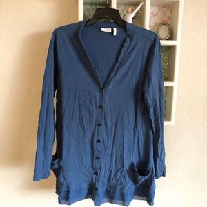 LOGO Lori Goldstein Blue Jacket Cardigan